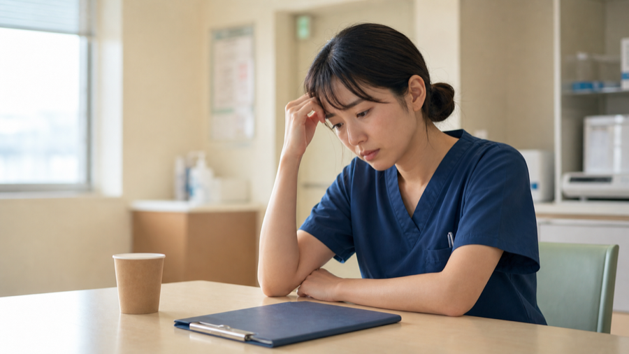 インシデント後に落ち込んでいる看護師