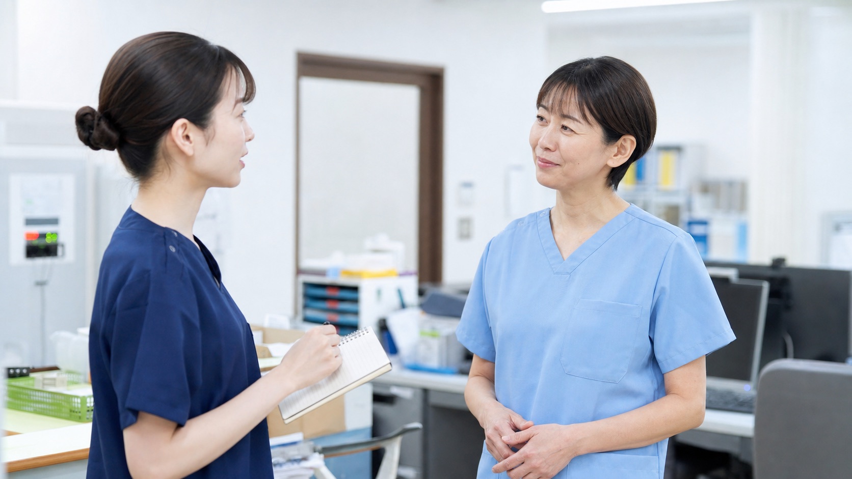 仕事の悩みを相談する看護師