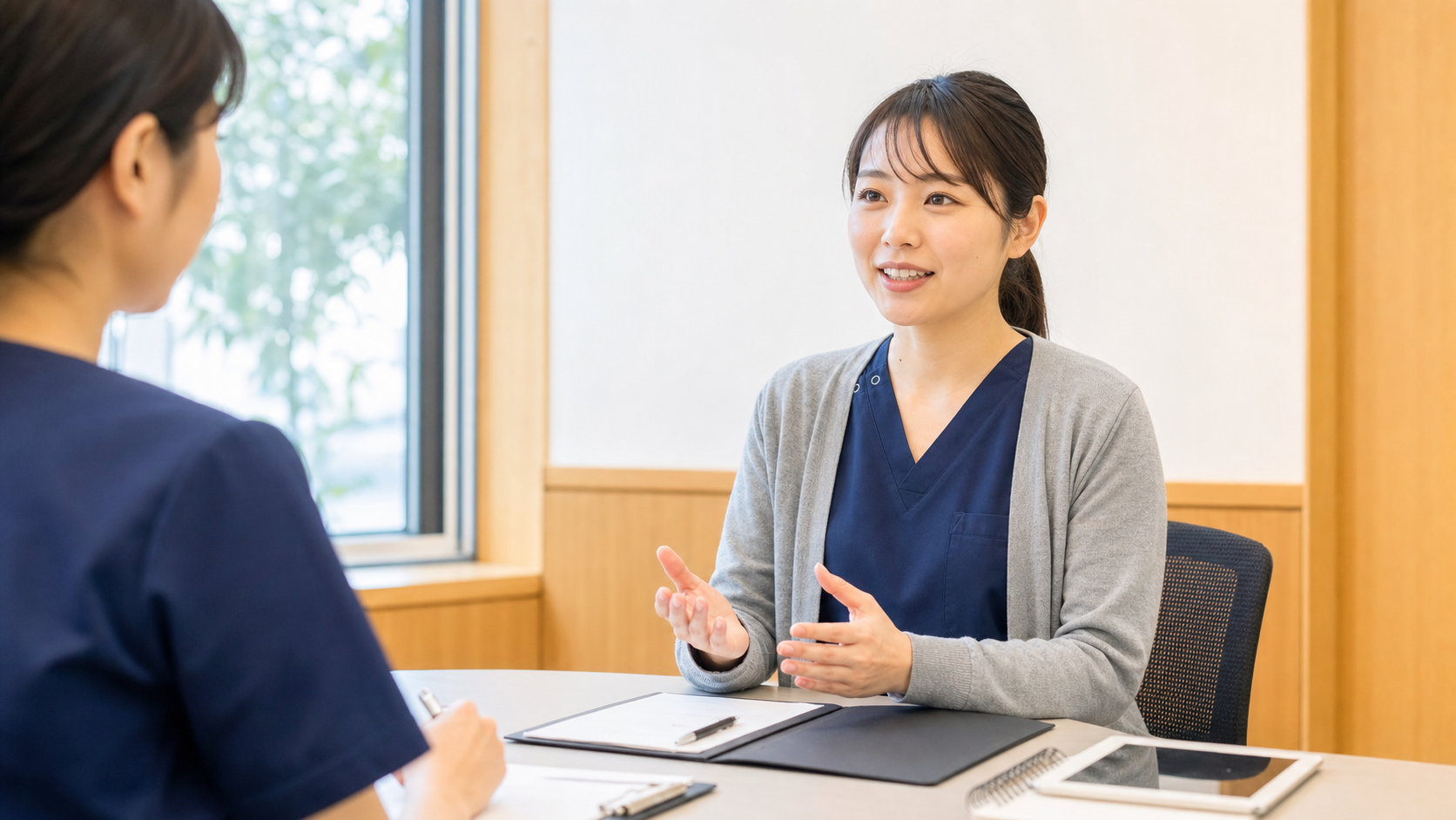 面接で応援ナース経験を前向きに説明する看護師